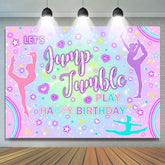 Lofaris Colorful Lets Jump Jumble Happy Birthday Backdrop